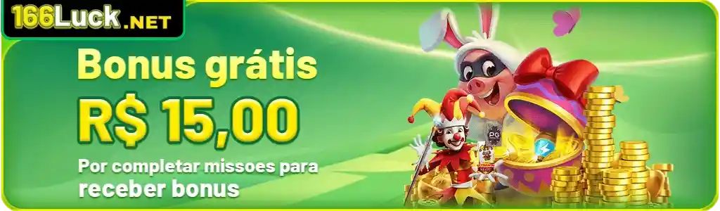 Tela com bônus grátis de R$15 no 166LUCK